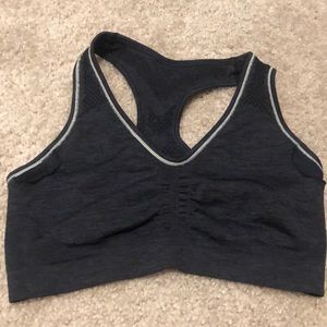 Grey stretchy sports bra